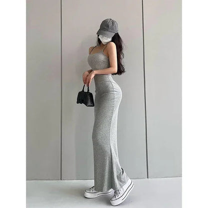 Slim Fit Slim Wrap Hip Fishtail Strap Dress Floor Sweeping Long Dress Vestidos Elegantes Robe