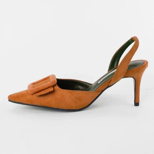 Sandals Summer Pointed Toe High Heels Stiletto Square Buckle Large Size Single Shoes
