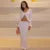 Knitted Skirt Suits for Fungus Cut Out Cardigan Top Long Slim Skirts Beach Holiday Lady Two Pieces Set