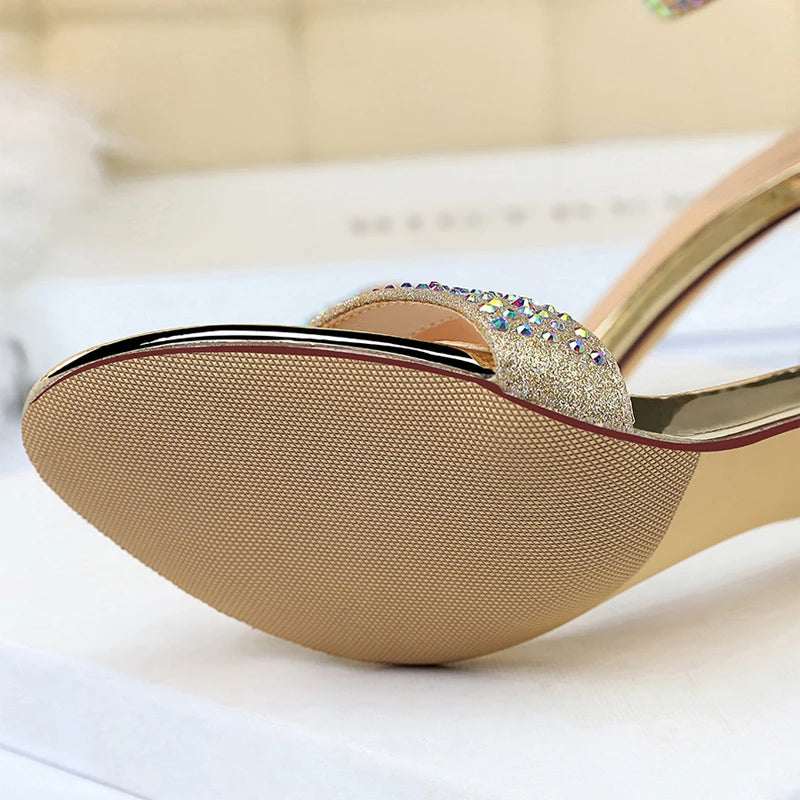 Shoes Rhinestone High Heels Pumps Kitten Heels Party Shoes Open Toe Sandals Heel Stiletto Wedding Shoes