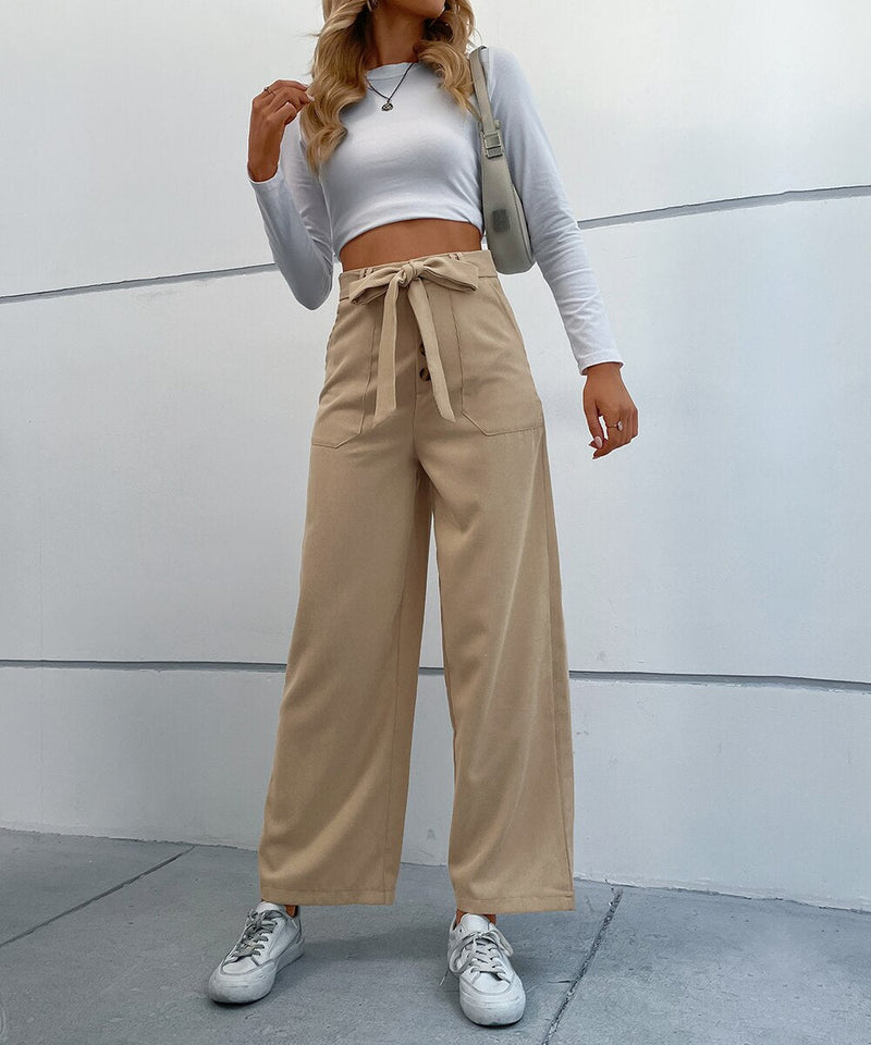 Corduroy Belted Wide Leg Pants