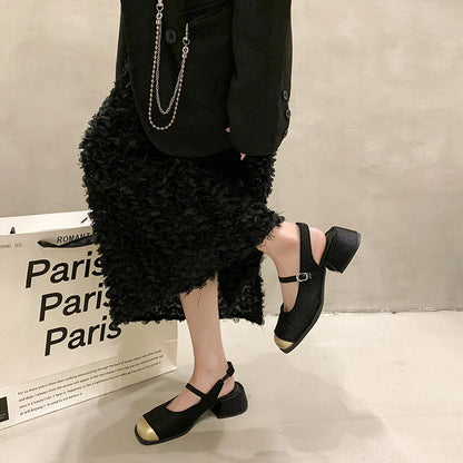 Summer Buckle Square Heel Platform Mary Jane Shoes Designer Soft Soled High Heel Sandals Shoes