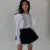 Ruffled Flare Sleeve Shirt Dress for With High Waisted Shorts Contrast Color Patchwork Mini Party Dress Autumn New