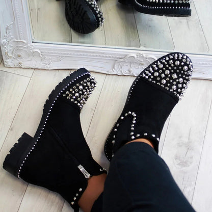 Platform Chunky Heels Ankle Boot Brand New Crystal Combat Boots Cool Comfy Shoes Motorcycle Boots
