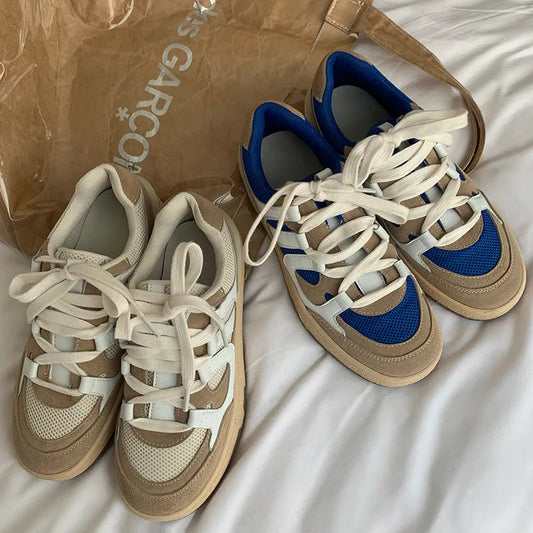 Sneakers Spring Summer Outdoor Mixed Colors Genuine Leather Crosstied Shoes Woman Flats Platforms