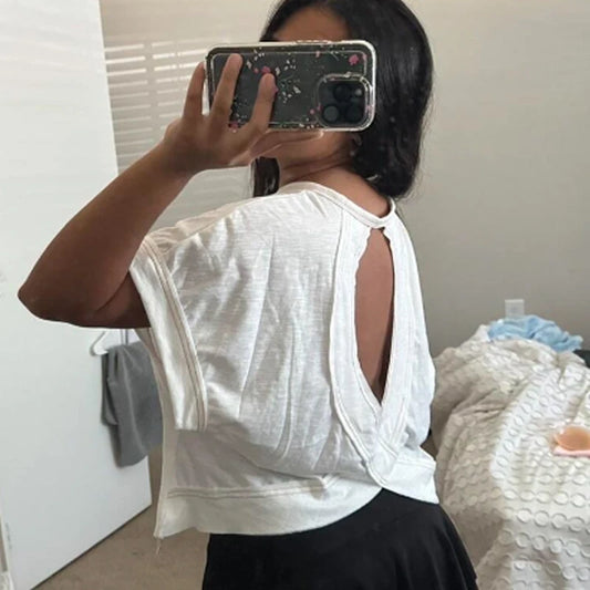 Europe and the United States Foreign Trade ’s New ’s Back Sports Yoga T-shirt Relaxed Breathable