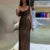 Sequin Single Shoulder Long Dress Glitter Pleated Sleeveless Tube Dresses Female Spring Evening Holiday