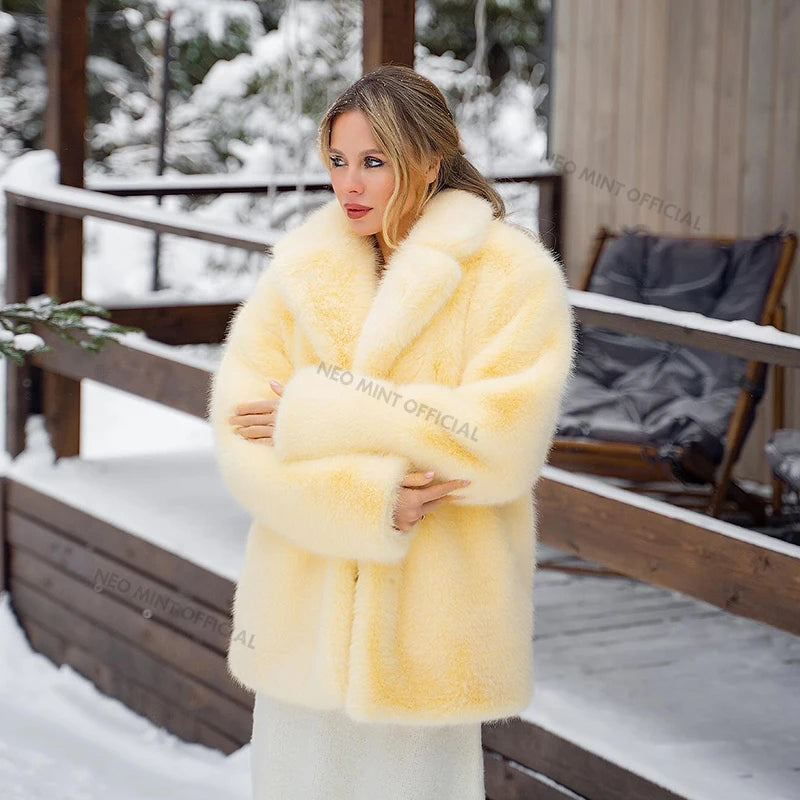 Winter Faux Fur Coat Thicken Warm Overcoat Outerwear Hot Long Fox Fur Jacket