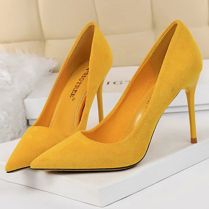 Shoes 9 Cm Heels Suede Woman Pumps Pointed Toe High Heels Stiletto Party Shoes Wedding Shoes Large Size 43