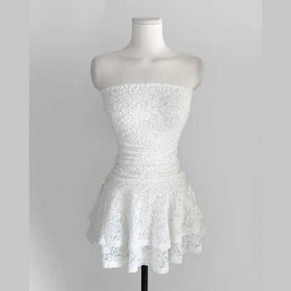 Y2k Clothes Lace Dresses Spring Summer Mini Dress Korean Off Shoulder Vestidos