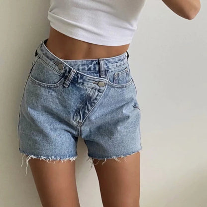 New Tassel Blue Denim Shorts High Waist Bottoms Summer Color Jeans Shorts