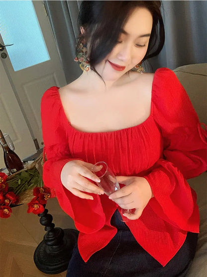 Woman Spring Highend Retro Exquisite Hong Kong Style Slim Fit White Top Design Niche Feel Blouse Top