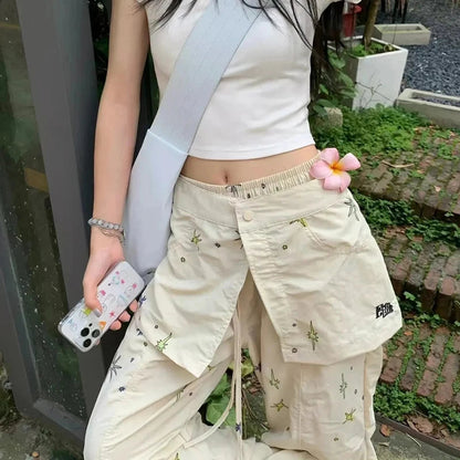 Y2k Baggy Cargo Pants American High Waist Trousers Korean Harajuku Wide Leg Pants New
