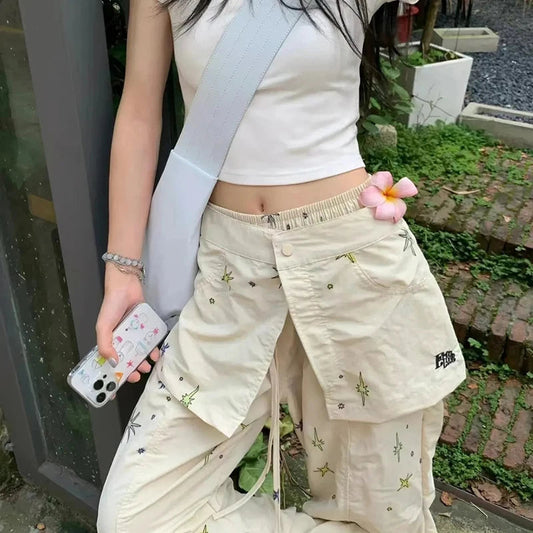 Y2k Baggy Cargo Pants American High Waist Trousers Korean Harajuku Wide Leg Pants New