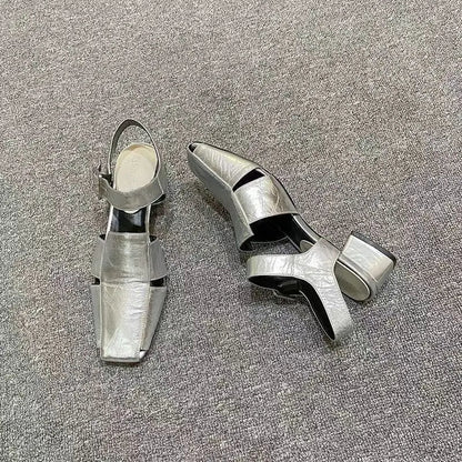 Highend Shoes Highheeled Characteristic Single Shoes Thickheeled Pu Mediumheeled Shoes