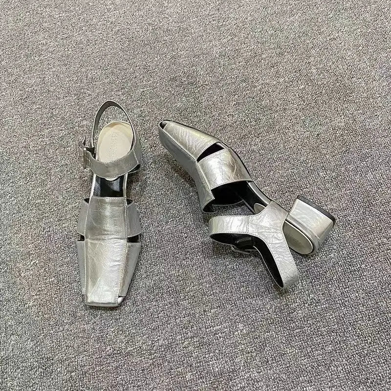 Highend Shoes Highheeled Characteristic Single Shoes Thickheeled Pu Mediumheeled Shoes