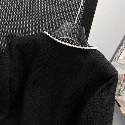 Black Tweed Jacket Cropped Quilted Coat Commute Blazer Winter Korean Thicken Short Outerwear