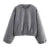 Retro Woolen ’s Bomber Jacket Long Lantern Sleeves Pockets O-neck Loose Female Coat Autumn High Street Outwears