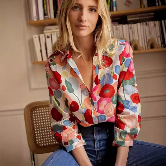 Simple Cartoon Print Blouse