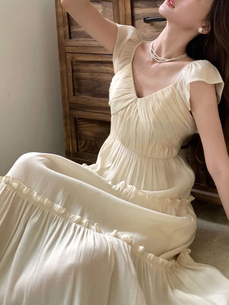 Korean Style Sweet Folds for Dress New Spring Summer Tighten the Waist Y2k Dress Princess Mini Dress
