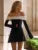 Off-shoulder Long Sleeve Mini Dress for Autumn Winter New Patchwork Strapless Backless A-line Dress