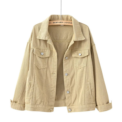 Denim Jacket Spring Autumn Short Coat Pink Jean Jackets Tops Purple Yellow White Loose Tops Lady Outerwear