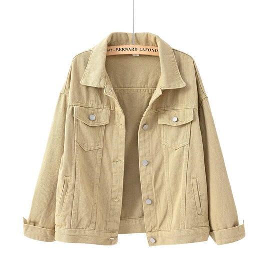 Denim Jacket Spring Autumn Short Coat Pink Jean Jackets Tops Purple Yellow White Loose Tops Lady Outerwear