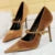 Shoes New Buckle Design Pumps Pointed Shoes High Heels Suede Stilettos Heels 7cm 10cm Shoes Large Size 43
