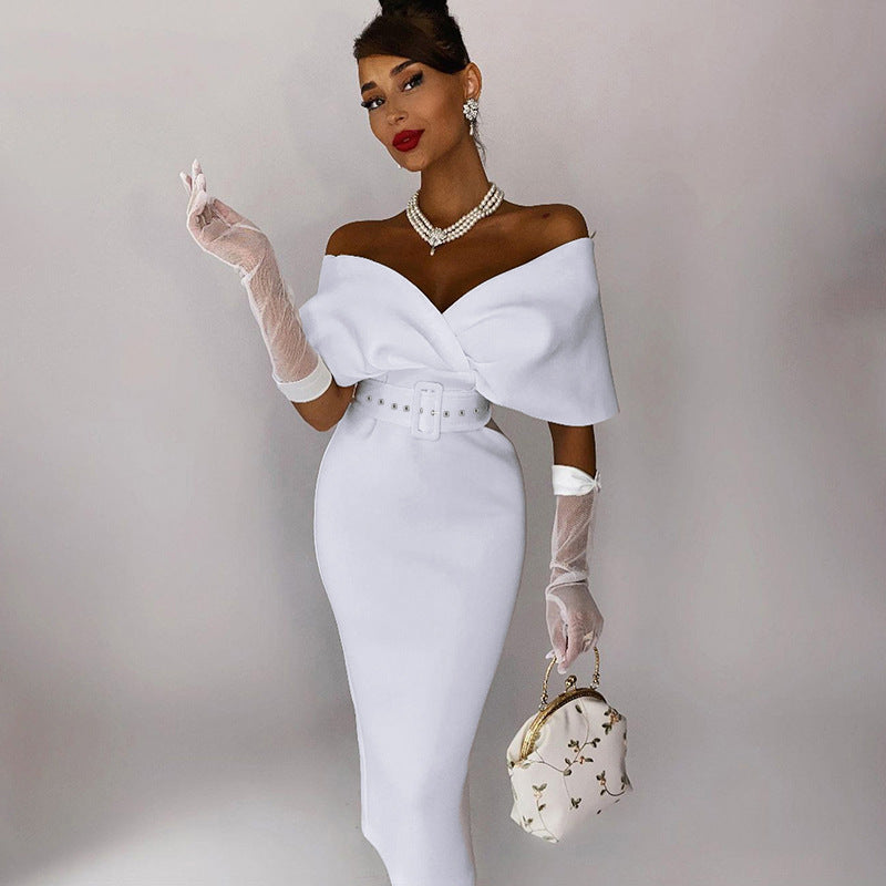 Off-shoulder Party Evening Formal Midi Dress