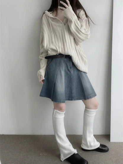 Denim Skirt for High Waist Aline Jupe Faldas Mujer Korean Y2k Mini Skirts