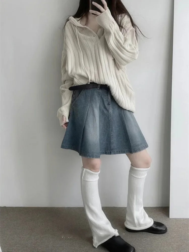 Denim Skirt for High Waist Aline Jupe Faldas Mujer Korean Y2k Mini Skirts