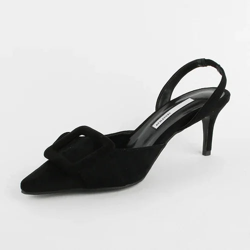 Sandals Summer Pointed Toe High Heels Stiletto Square Buckle Large Size Single Shoes
