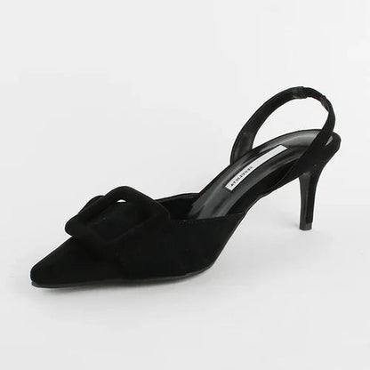 Sandals Summer Pointed Toe High Heels Stiletto Square Buckle Large Size Single Shoes
