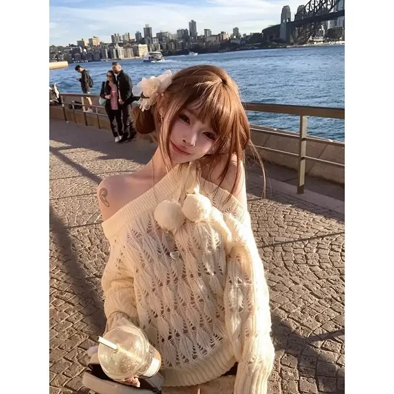 Korean Knitted Sweater Clothing Thin Pullover Sweet Japanese Autumn Winter Outfits