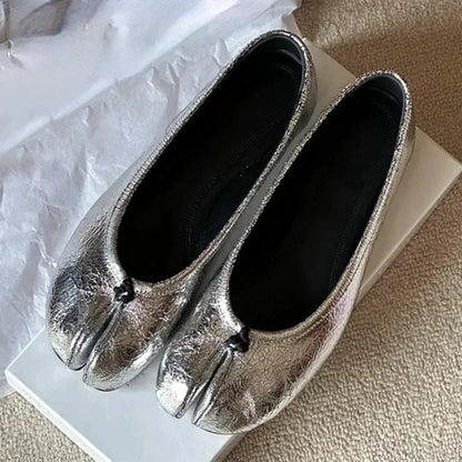 New Soft Leather Split Toe Design Mules Flats Shoes Cozy Lightweight Soft Sole Loafers Mary Jane Pumps Ballet Shoe