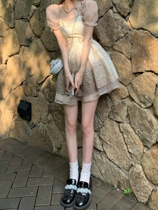 Fairy Short Sleeve Dress Korean Mini Dress Kawaii Clothing Lolita Dress Party Female Summer Design