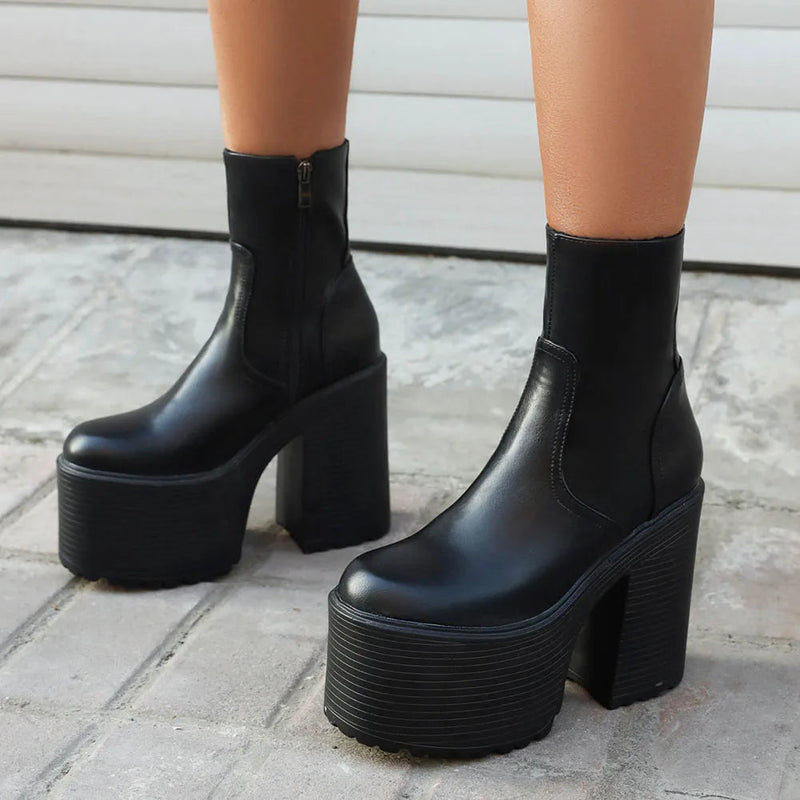 Platform Ankle Boots Winter Brand Design Great Quality Gothic Style Comfy Cool Street Shoes Boots Big Size 43