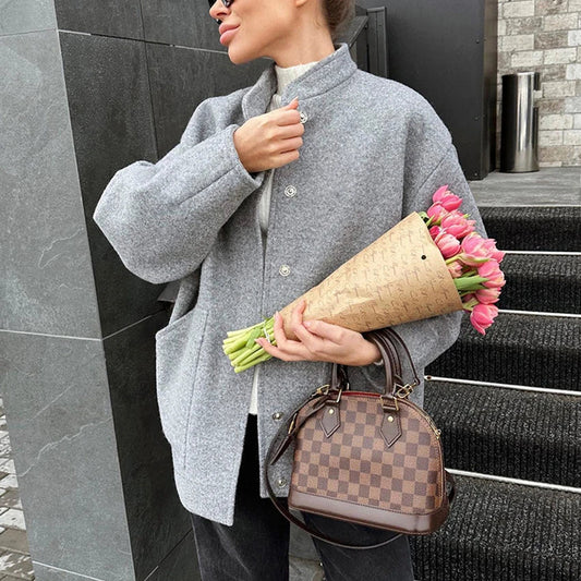Woolen Jackets Coat for Stand Collar Single Breasted Jackets Winter Coat Warm Clohing