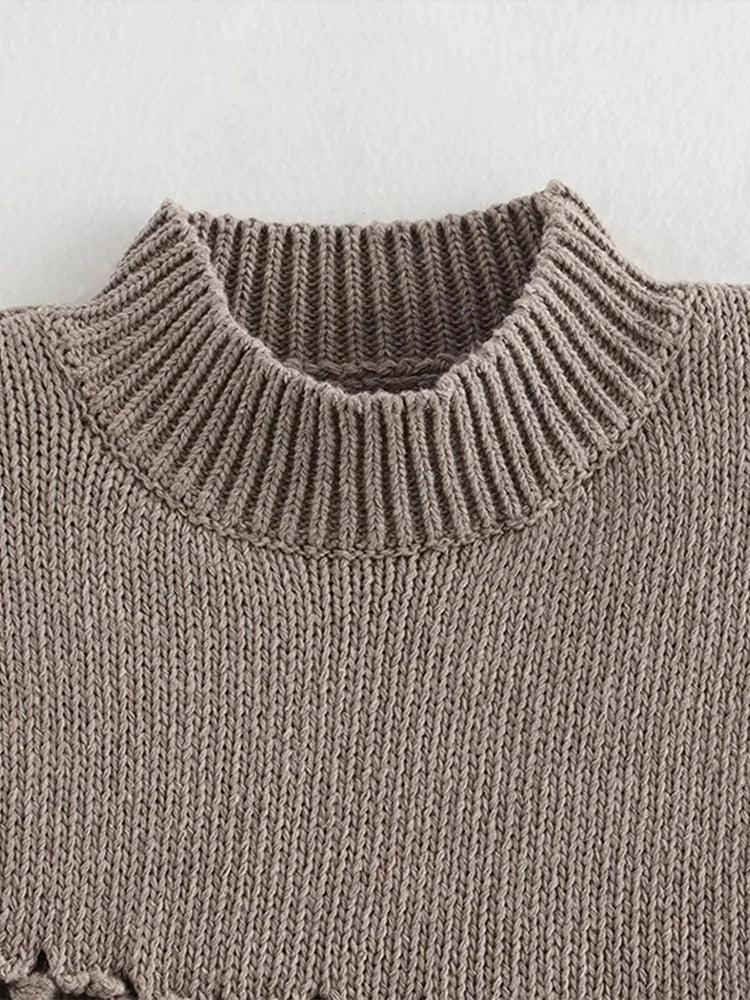 Knitted Sleeveless Tassel Sweater Turtleneck Pullover Sweaters Female Spring Design Street Tops