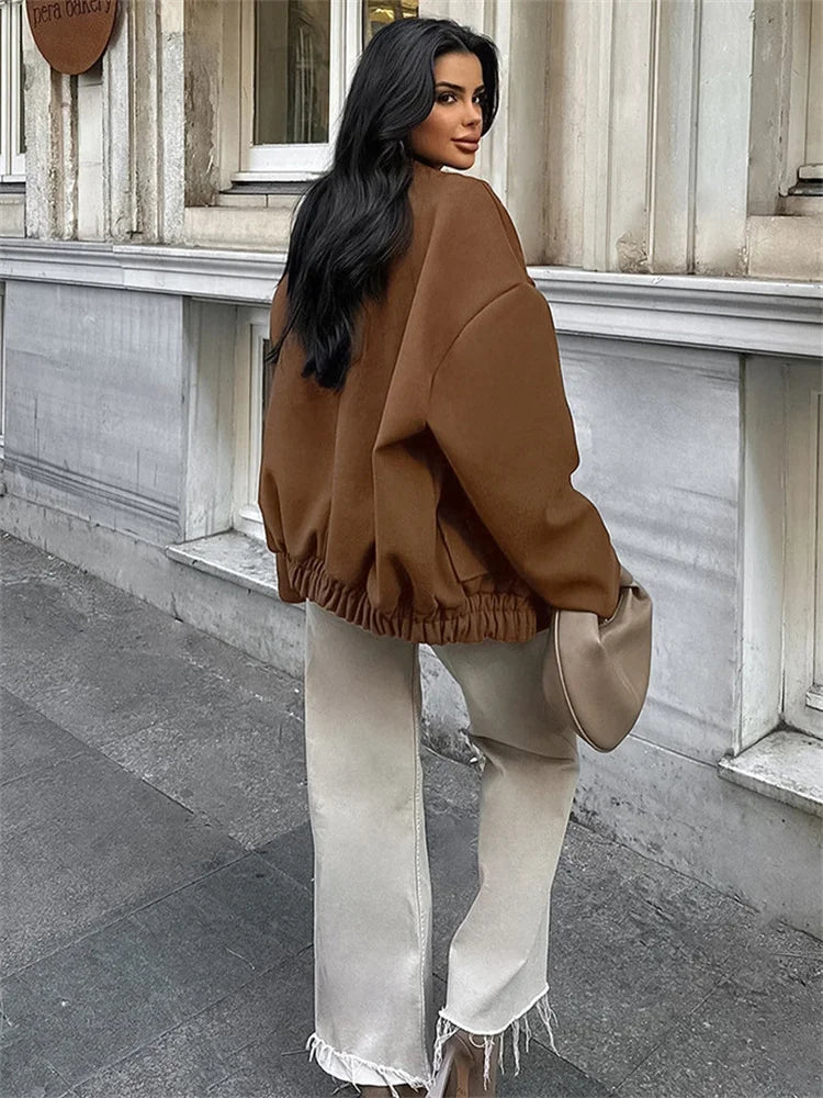 Winter Pocket Outwear Female Patchwork Loose Lapel Long Sleeve ’s Coat
