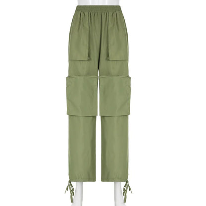 Street Big Pocket Cargo Pants Loose Drawstring Trouser Female Sweatpant Autumn Y2k Pants
