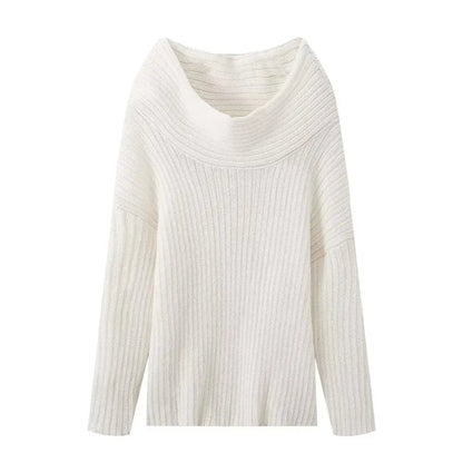 Off Shoulder Wrap Sweaters Autumn Slash Neck Long Sleeve Pullover Female New Loose Irregular Jumpers