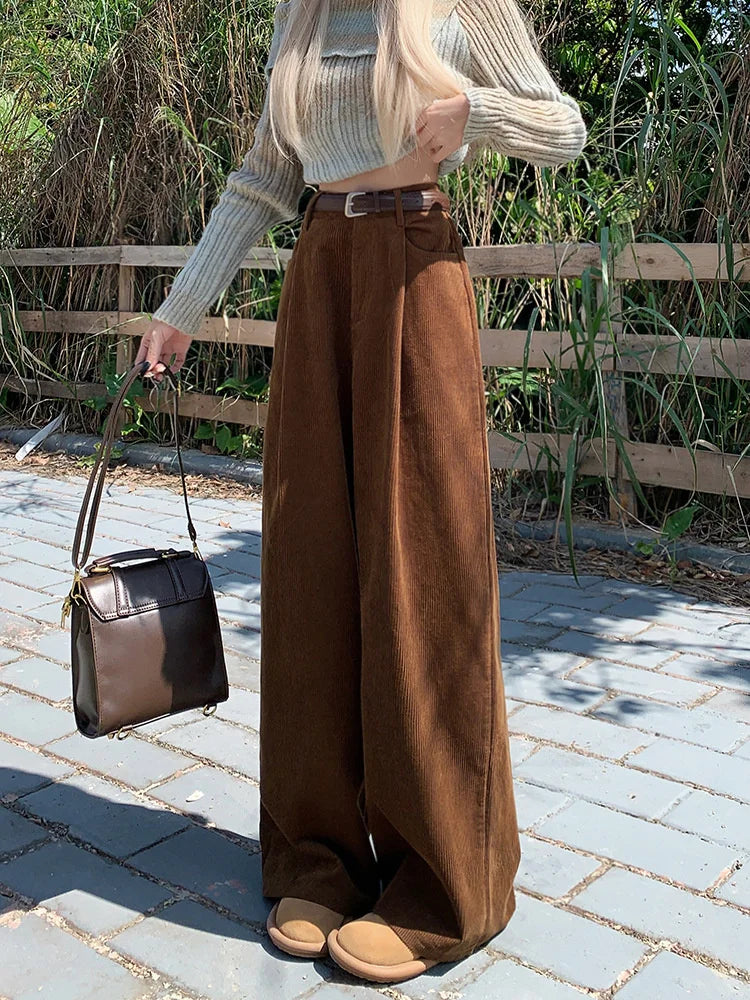 High Waist Female Trousers Pocket Loose Wide Leg High Street Y2k Pants Autumn Pants New