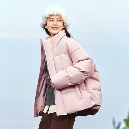 Down Jacket Winter New Contrast Color Texture Printing Couple Puffer Coat Thick Outerwear Down Jacket