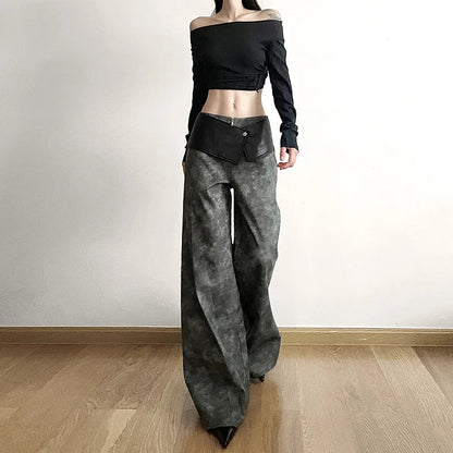 Classic Allmatch Cool Youth Vitality Patchwork Genderfree Wide Leg Pants Trousers