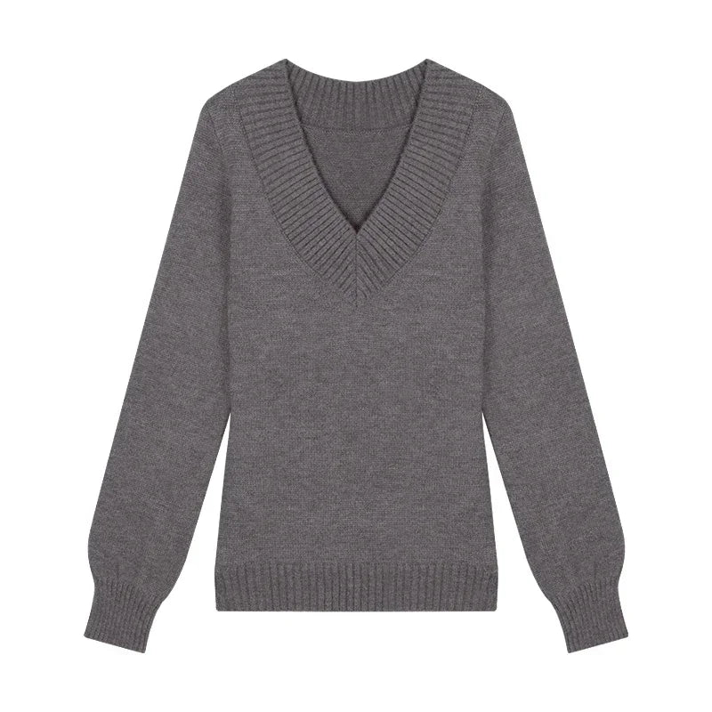 Autumn New Loose Longsleeved Sweater + Plaid Skirt + Lace Splicing Black Camisole Threepiece Suit