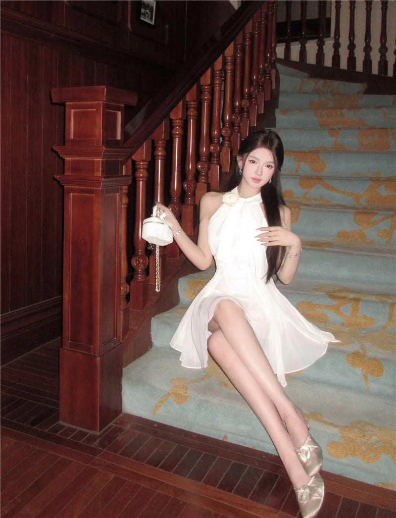 Sleeveless Y2k Mini Dress Korean Lady One Piece Clothing Evening Party Summer New
