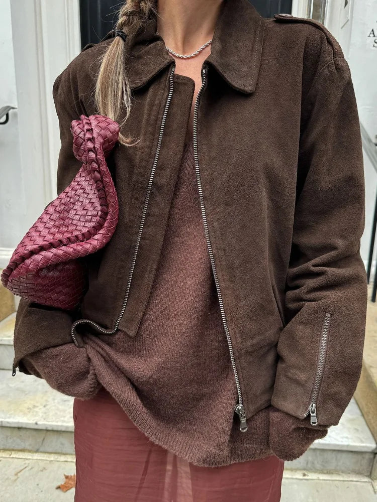 Lapel Collar Long Sleeve Zipper Coats Slim Short Jackets New Autumn Causal Warm Office Outwear