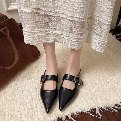 New French Style Low Heel Square Mary Jane Shoes Shoes Slippers Retro Fashionable Small Leather Shoes