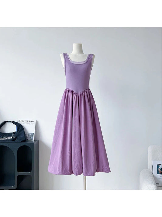 Summer Evening Color Backless Maxi Dress Long Party Frocks Coquette Patchwork Aline Onepiece Korean